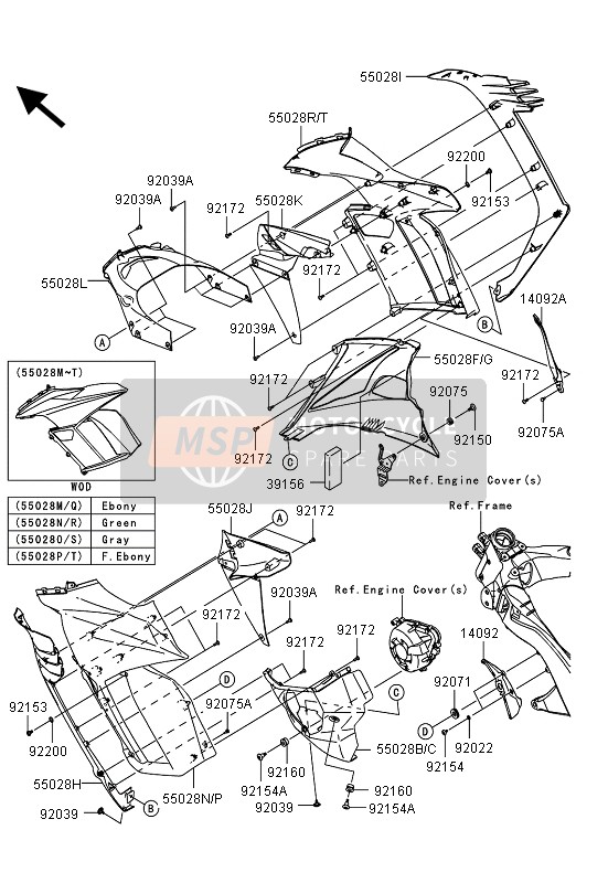 55028034640K, Cowling,Lwr,Lh,M.F.M.Gray, Kawasaki, 0