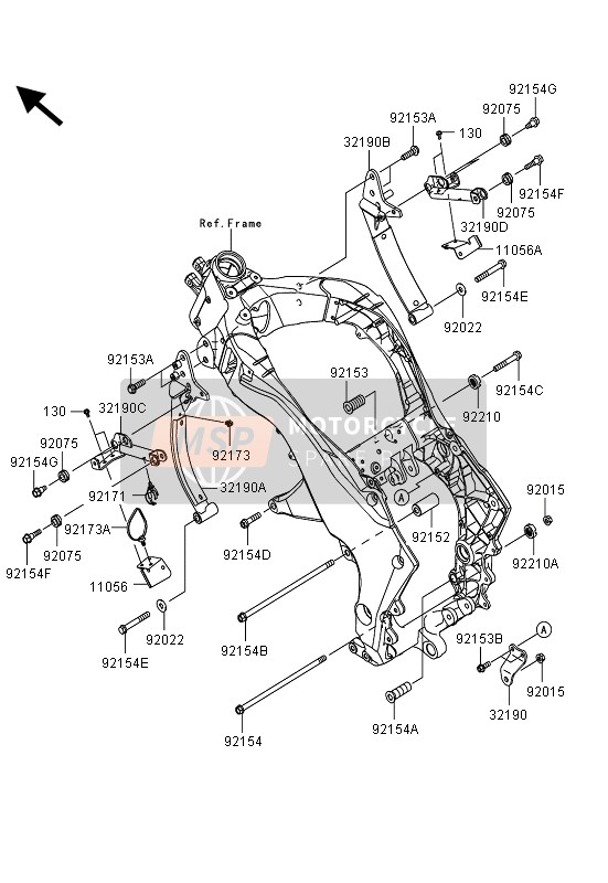 Kawasaki Z1000SX ABS 2013 Montaje del motor para un 2013 Kawasaki Z1000SX ABS