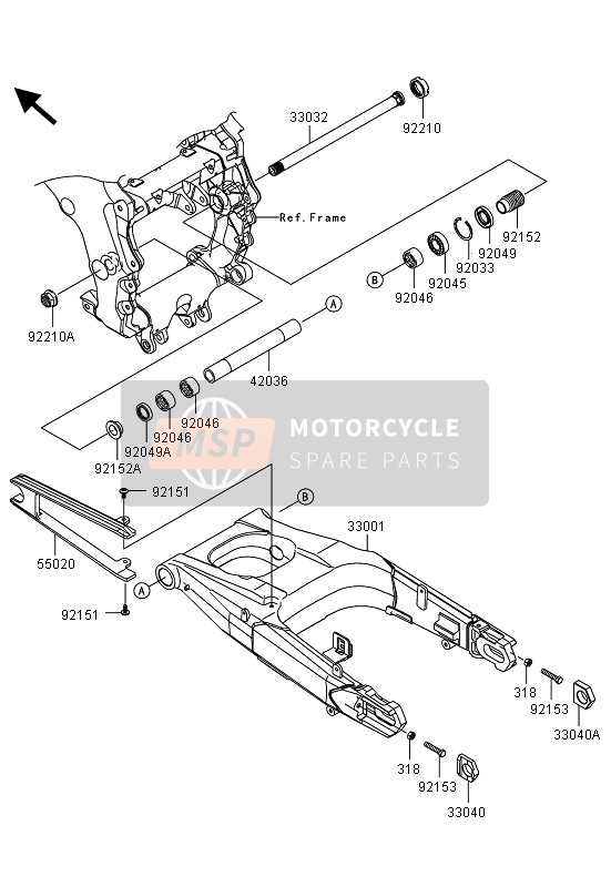 Kawasaki ZZR1400 ABS 2013 Zwenkarm voor een 2013 Kawasaki ZZR1400 ABS