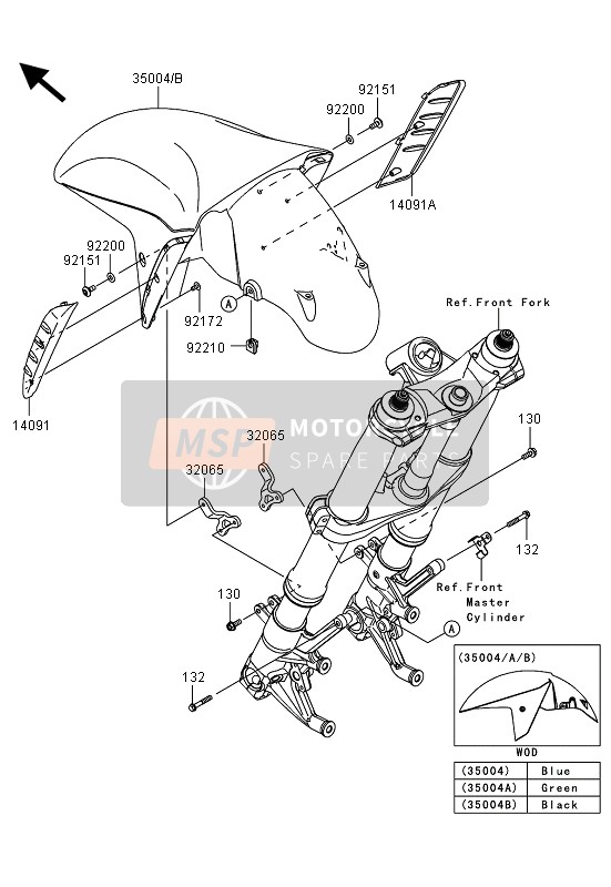 350040131660, FENDER-FRONT,M.S.Black, Kawasaki, 2