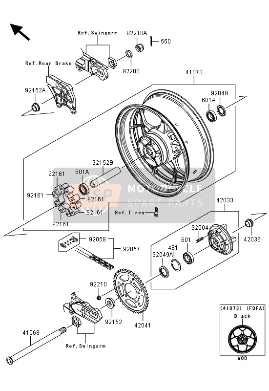 Kawasaki ZZR1400 ABS 2013 Rear Hub for a 2013 Kawasaki ZZR1400 ABS