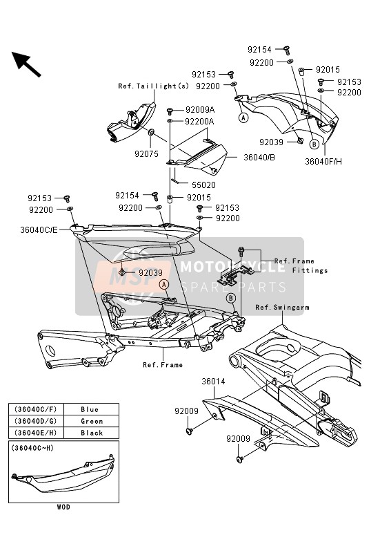 36041002619A, COVER-TAIL, Lh, M.M.S.Blue, Kawasaki, 0