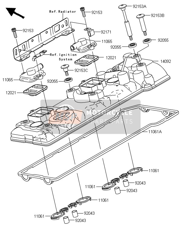 Kawasaki 1400GTR ABS 2014 Cylinder Head Cover for a 2014 Kawasaki 1400GTR ABS