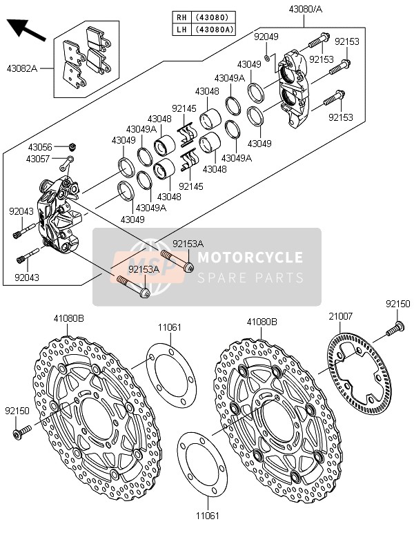 Kawasaki 1400GTR ABS 2014 Frein avant pour un 2014 Kawasaki 1400GTR ABS