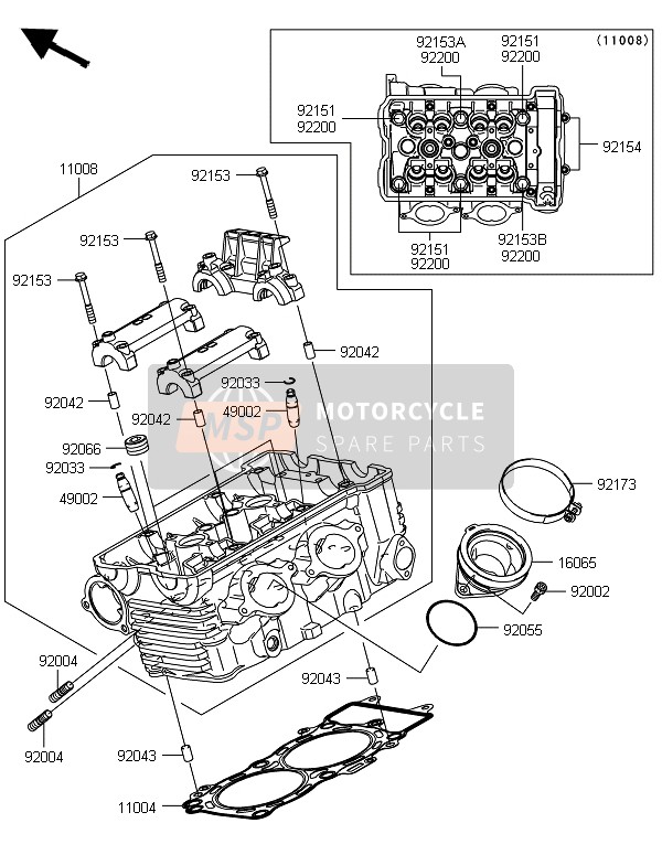 Kawasaki ER-6F 2014 Cylinder Head for a 2014 Kawasaki ER-6F