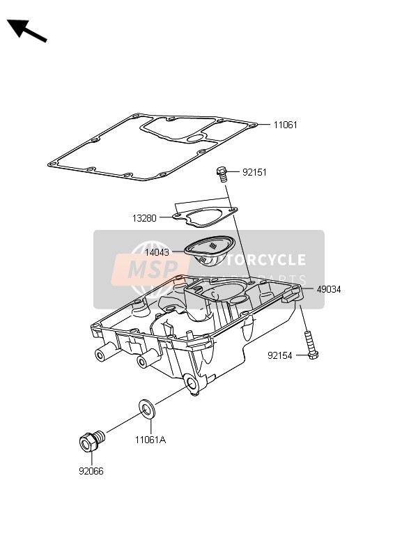 Kawasaki ER-6F 2014 Oil Pan for a 2014 Kawasaki ER-6F