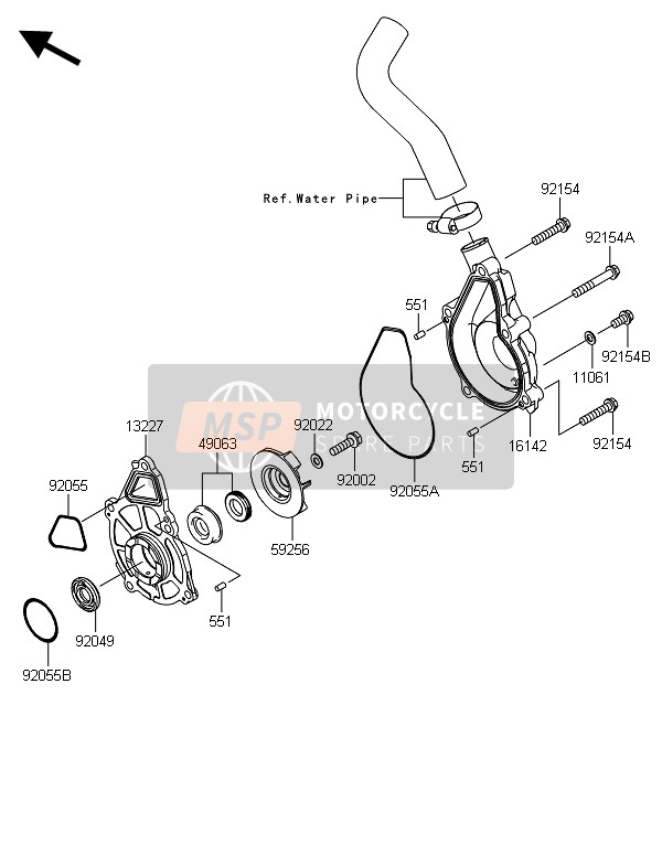 Kawasaki ER-6F 2014 Water Pump for a 2014 Kawasaki ER-6F