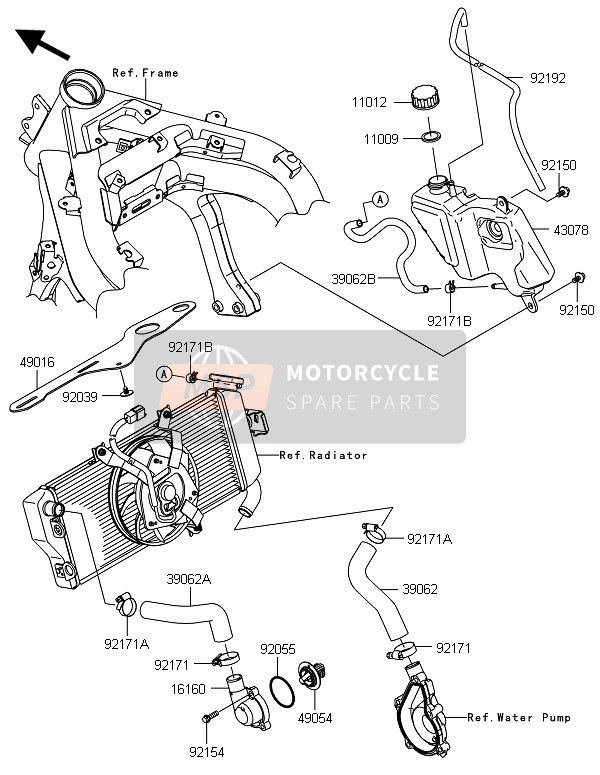 Kawasaki ER-6F 2014 Conduite d'eau pour un 2014 Kawasaki ER-6F