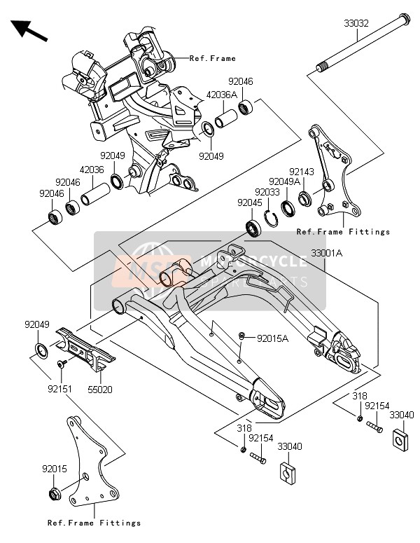 Kawasaki ER-6F 2014 Swing Arm for a 2014 Kawasaki ER-6F