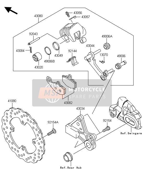 Kawasaki ER-6F 2014 Rear Brake for a 2014 Kawasaki ER-6F