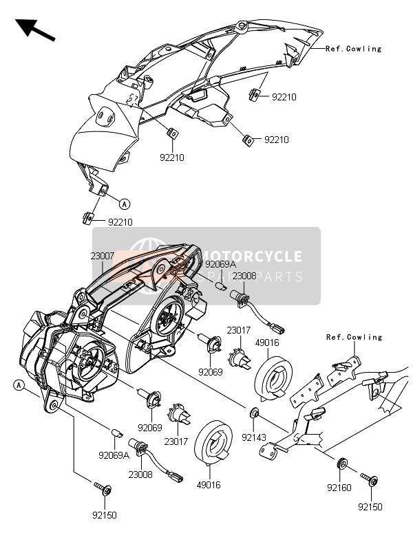 Kawasaki ER-6F 2014 SCHEINWERFER für ein 2014 Kawasaki ER-6F