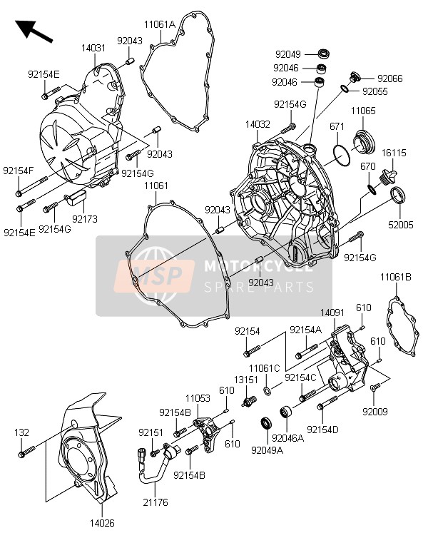 Kawasaki ER-6F ABS 2014 Cubierta del motor(S) para un 2014 Kawasaki ER-6F ABS