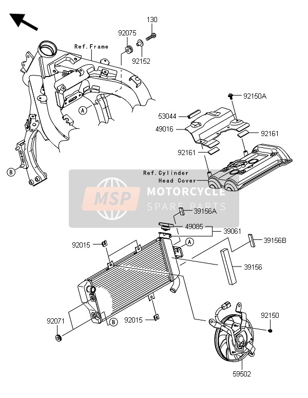 Kawasaki ER-6F ABS 2014 Radiador para un 2014 Kawasaki ER-6F ABS