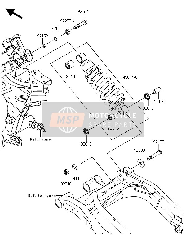 Kawasaki ER-6F ABS 2014 Suspension pour un 2014 Kawasaki ER-6F ABS