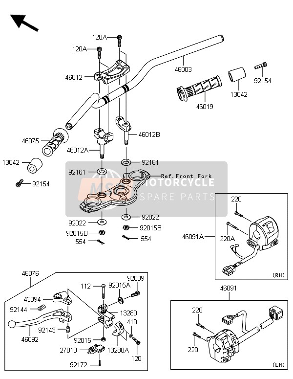 Kawasaki ER-6F ABS 2014 Handlebar for a 2014 Kawasaki ER-6F ABS