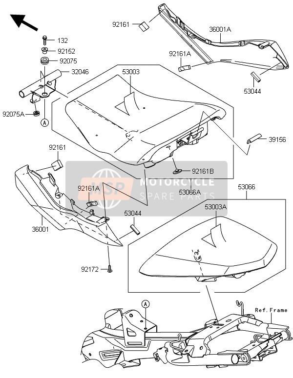 Kawasaki ER-6F ABS 2014 Seat for a 2014 Kawasaki ER-6F ABS