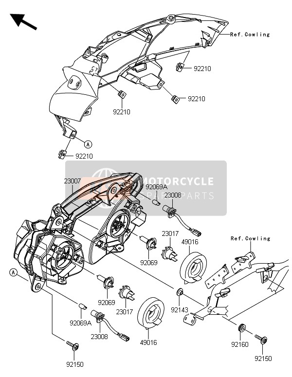 Kawasaki ER-6F ABS 2014 Faro(S) per un 2014 Kawasaki ER-6F ABS