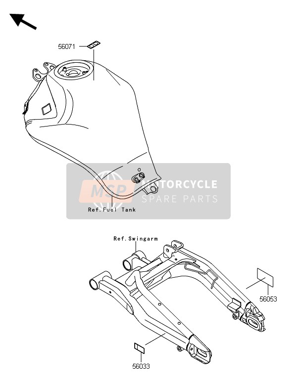 Kawasaki ER-6F ABS 2014 Etiketten voor een 2014 Kawasaki ER-6F ABS