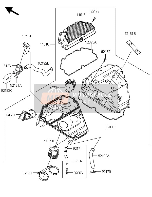 Kawasaki ER-6N 2014 Luchtfilter voor een 2014 Kawasaki ER-6N