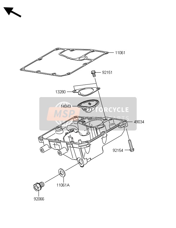 Kawasaki ER-6N ABS 2014 Olie Pan voor een 2014 Kawasaki ER-6N ABS