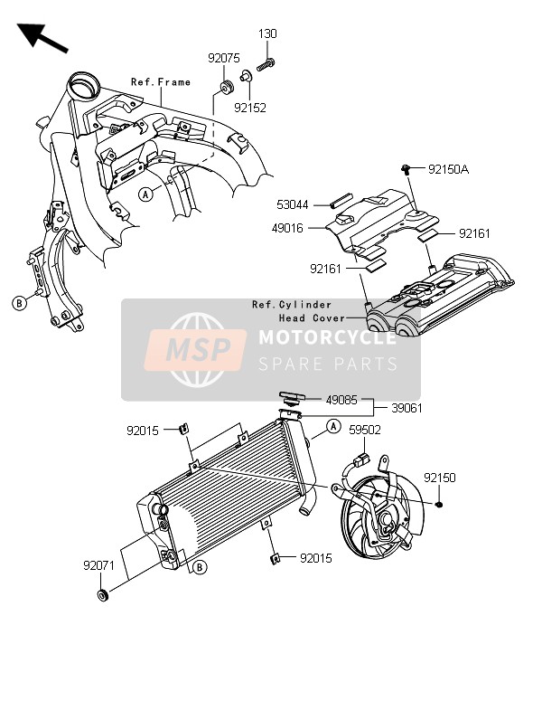 Kawasaki ER-6N ABS 2014 Radiator for a 2014 Kawasaki ER-6N ABS