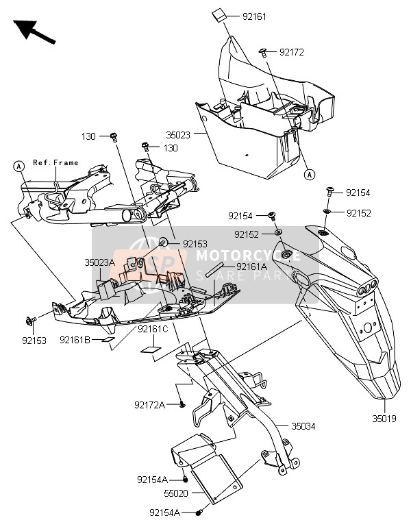 Kawasaki ER-6N ABS 2014 HINTERE(R) KOTFLÜGEL für ein 2014 Kawasaki ER-6N ABS