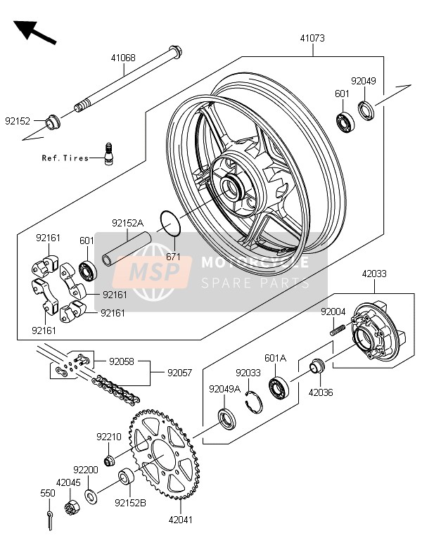 Kawasaki ER-6N ABS 2014 Rear Hub for a 2014 Kawasaki ER-6N ABS