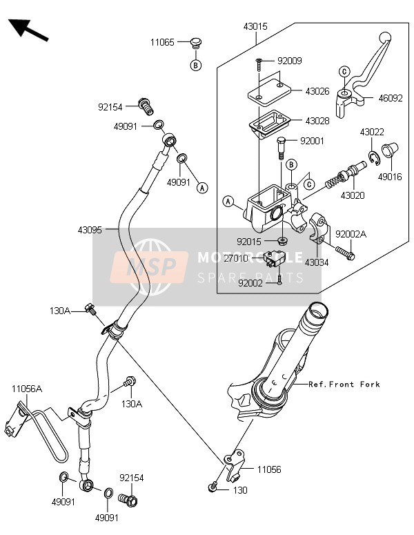 Kawasaki NINJA 300 2014 HAUPTZYLINDER VORNE für ein 2014 Kawasaki NINJA 300