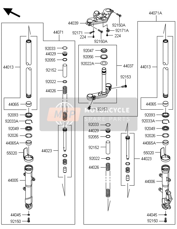 Kawasaki NINJA 300 2014 Forcella anteriore per un 2014 Kawasaki NINJA 300