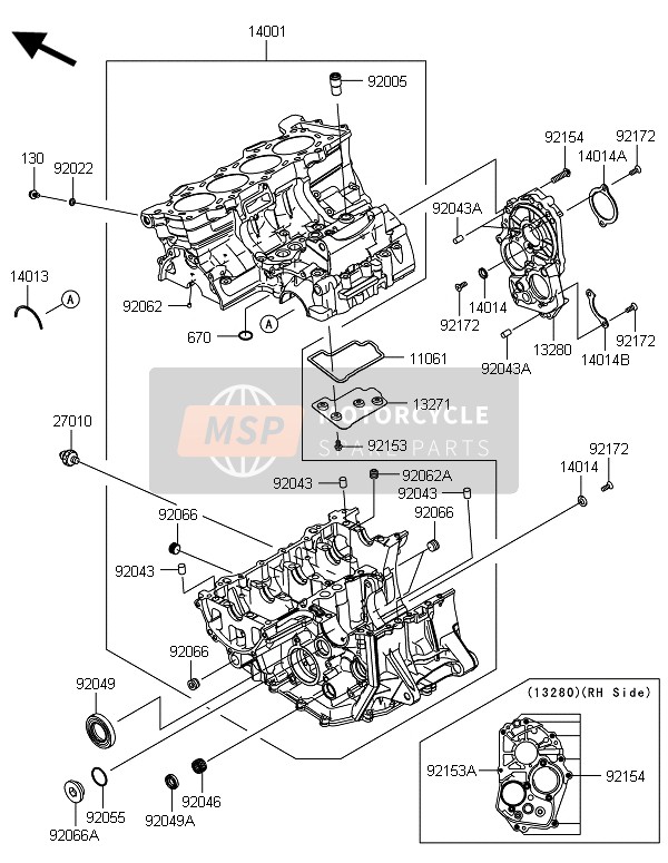 Kawasaki NINJA ZX-6R 2014 Caja Del Cigüeñal para un 2014 Kawasaki NINJA ZX-6R