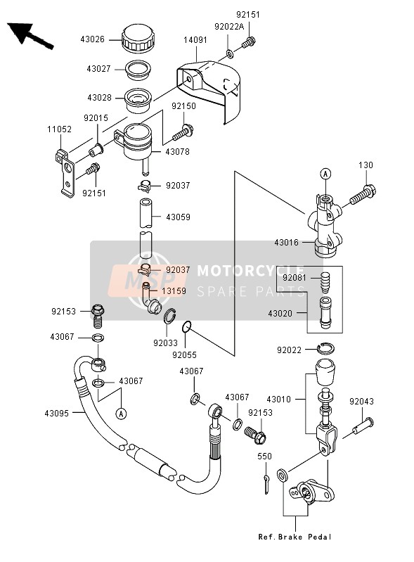 Kawasaki VN1600 CLASSIC 2006 Rear Master Cylinder for a 2006 Kawasaki VN1600 CLASSIC