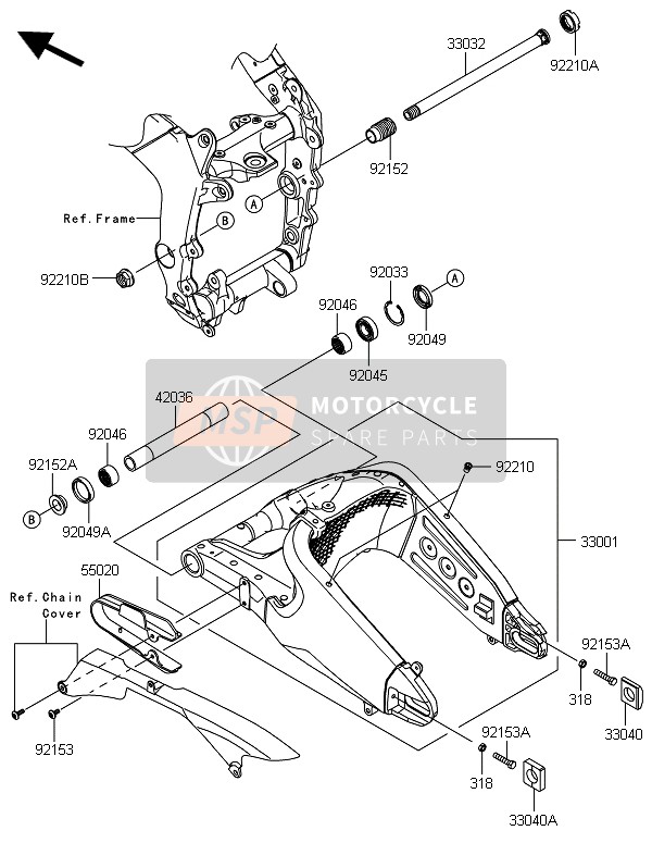 Kawasaki NINJA ZX-6R 2014 Braccio oscillante per un 2014 Kawasaki NINJA ZX-6R