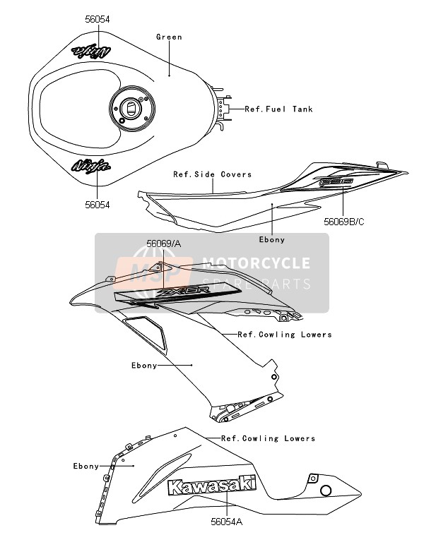 560541321, Mark,Fuel Tank,Ninja, Kawasaki, 1