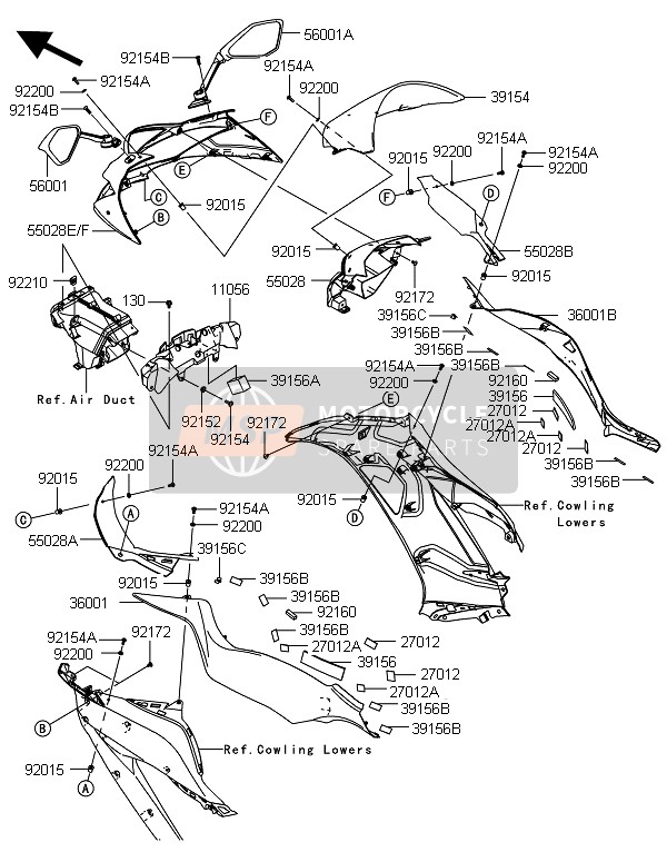 550280506777, Cowling, Upp, L.Green, Kawasaki, 2