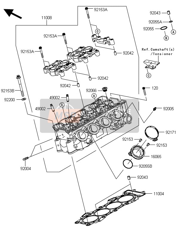 Kawasaki NINJA ZX-6R ABS 2014 Cylinder Head for a 2014 Kawasaki NINJA ZX-6R ABS