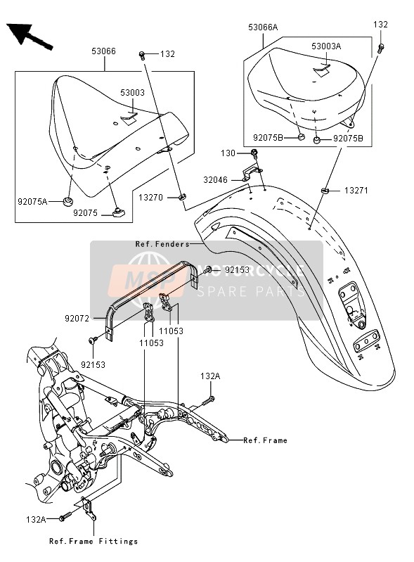 530660089MA, Zadelset, Achter, Kawasaki, 0