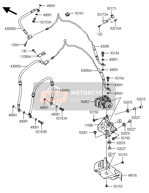 Kawasaki NINJA ZX-6R ABS 2014 Tuyauterie de frein pour un 2014 Kawasaki NINJA ZX-6R ABS