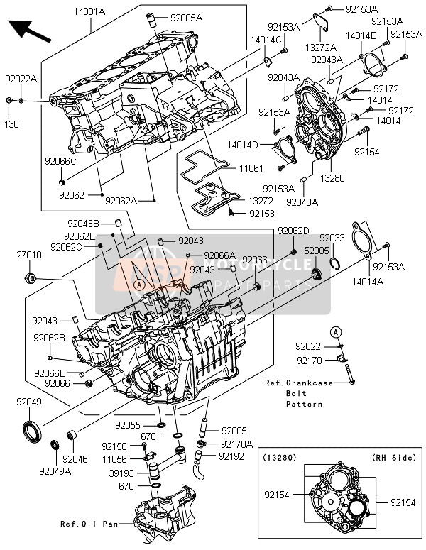 Kawasaki NINJA ZX-10R 2014 Caja Del Cigüeñal para un 2014 Kawasaki NINJA ZX-10R