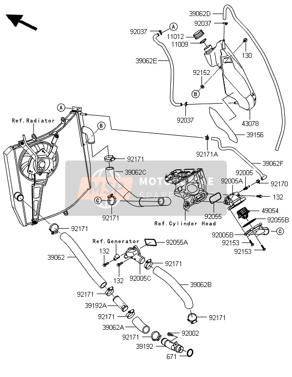 Kawasaki NINJA ZX-10R 2014 Water Pipe for a 2014 Kawasaki NINJA ZX-10R