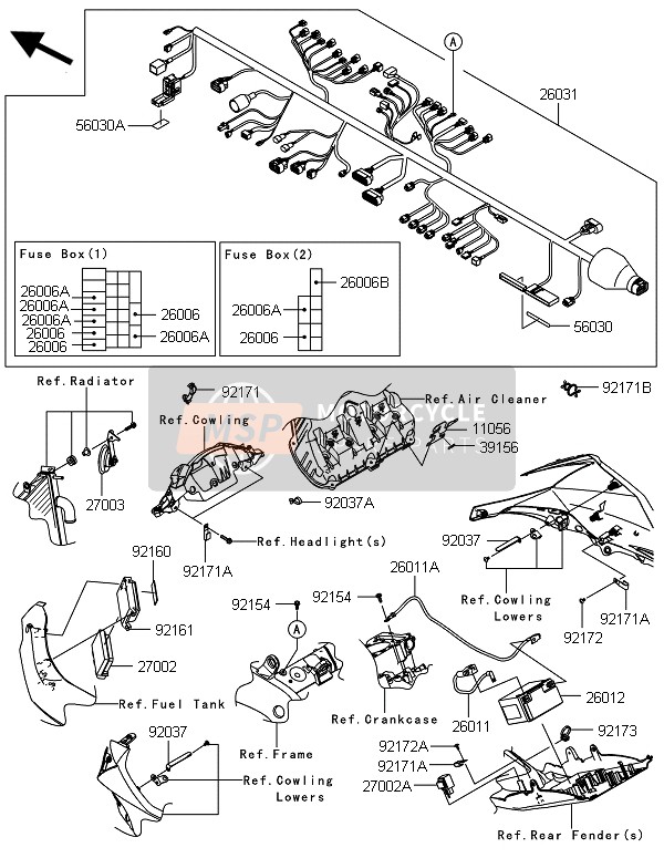 Kawasaki NINJA ZX-10R 2014 Chassis elektrische uitrusting voor een 2014 Kawasaki NINJA ZX-10R