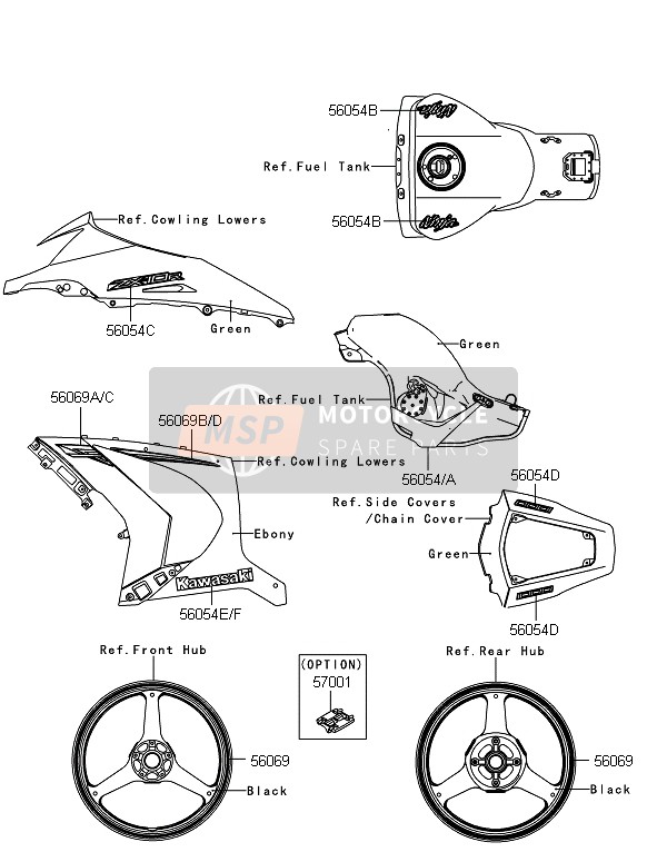 560694239, Pattern,Side Cowl.,Lh,Fr, Kawasaki, 0