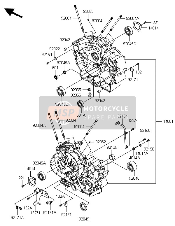 Kawasaki VN900 CLASSIC 2014 Crankcase for a 2014 Kawasaki VN900 CLASSIC