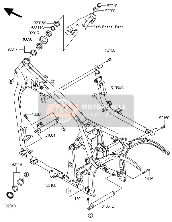 Kawasaki VN900 CLASSIC 2014 Frame for a 2014 Kawasaki VN900 CLASSIC