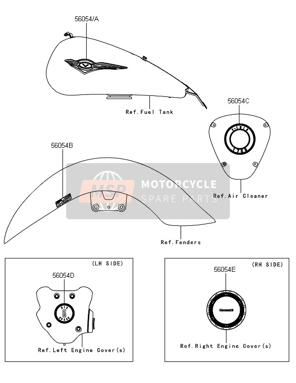 560540330, Mark,Fueltank,Lh, Kawasaki, 1