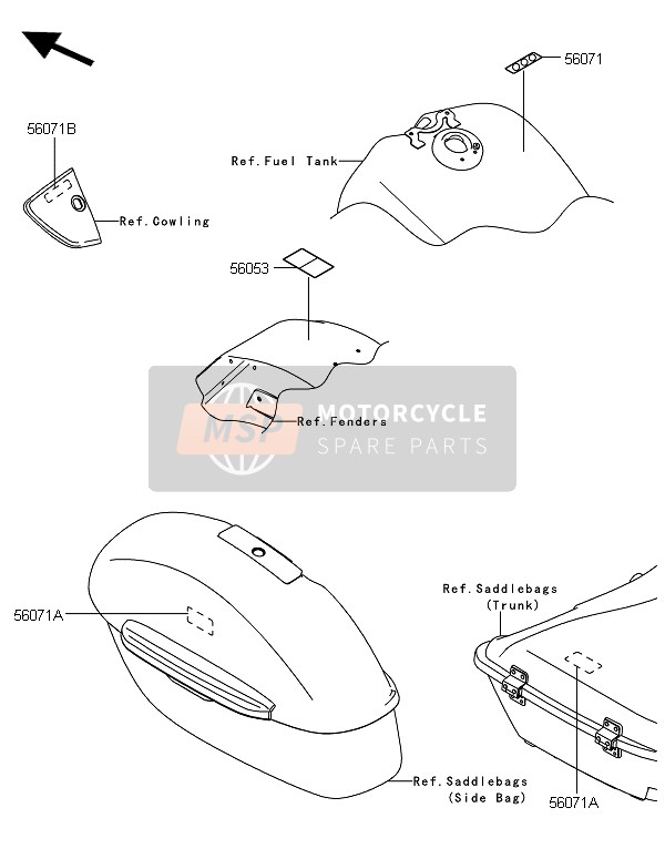 Kawasaki VN1700 VOYAGER ABS 2014 Labels for a 2014 Kawasaki VN1700 VOYAGER ABS