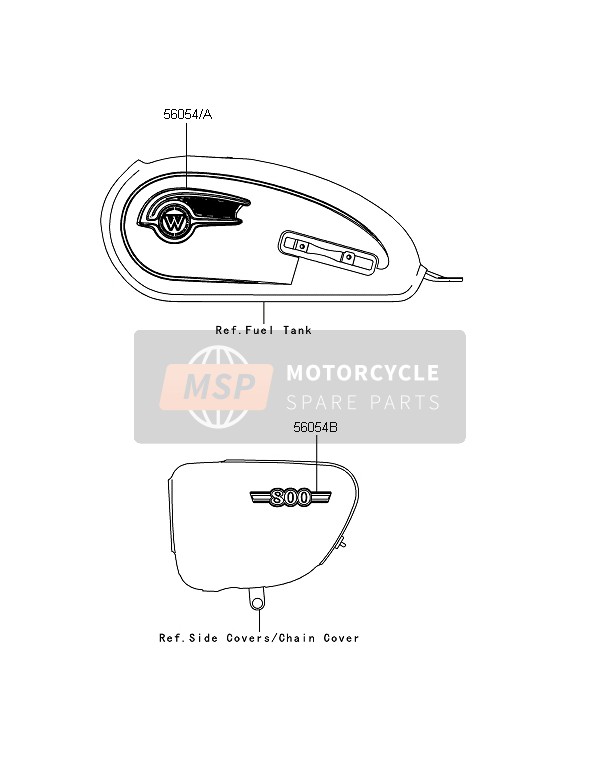 Kawasaki W800 2014 Calcomanías (Azul) para un 2014 Kawasaki W800