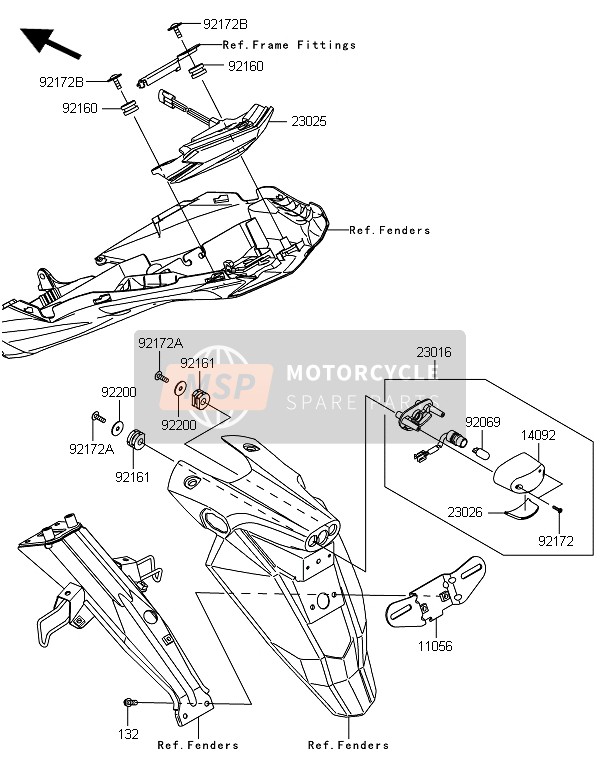 Kawasaki Z800 2014 Fanale Posteriore(S) per un 2014 Kawasaki Z800