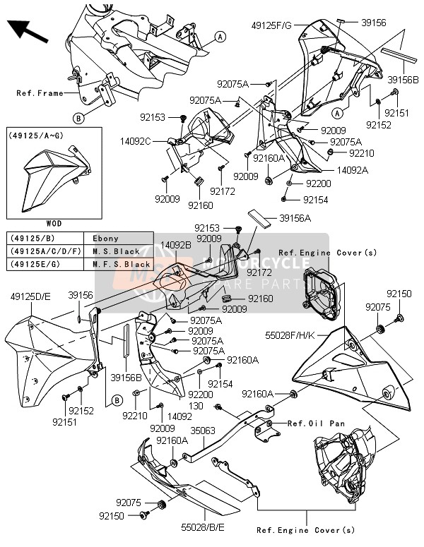 491250584739, Shroud,Lh,M.F.S.Black, Kawasaki, 0