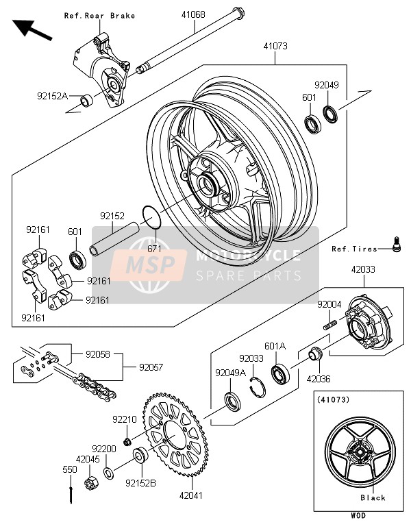 Kawasaki Z800 ABS-BEF 2014 Rear Hub for a 2014 Kawasaki Z800 ABS-BEF