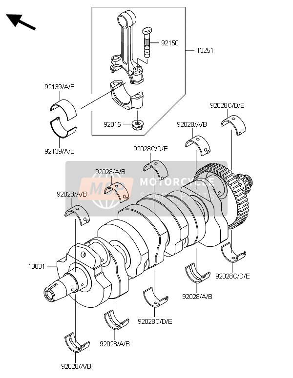 Kawasaki Z800 ABS-DEF 2014 Crankshaft for a 2014 Kawasaki Z800 ABS-DEF